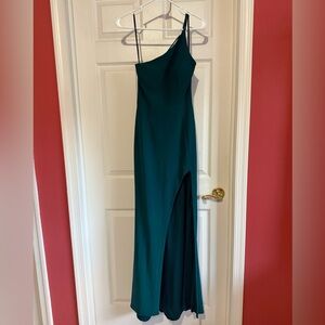 UNWORN Xscape Teal One Shoulder Evening Gown (Size 2)